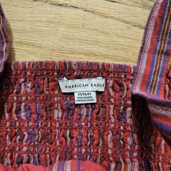 American Eagle Size S/M Red Linen Blend Set Wide Legs Pants and Corset Top - Picture 8 of 8